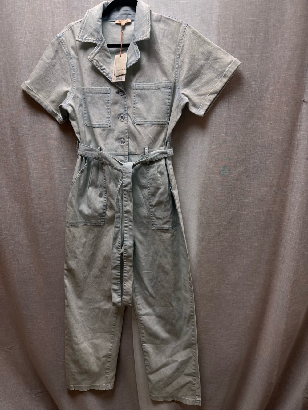 Skies Are Blue Light Wash Denim Jumpsuit - Pale Blue